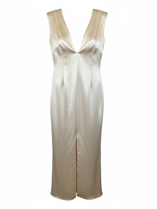 Vici Dresses & Skirts - VICI Ivory Satin Maxi Dress | Size Small | Elegant Deep V Gown